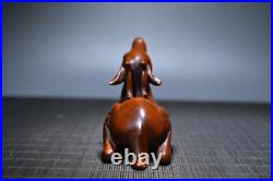 Chinese Antique Boxwood Wood Carving Exquisite Deer Statue Collection Nice Art