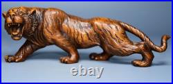 Chinese Antique Boxwood Wood Carving Exquisite Tiger Statue Wooden Sculpture Art