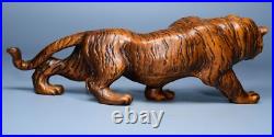 Chinese Antique Boxwood Wood Carving Exquisite Tiger Statue Wooden Sculpture Art