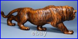 Chinese Antique Boxwood Wood Carving Exquisite Tiger Statue Wooden Sculpture Art