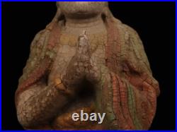 Chinese Antique Old Wood Carving Kwan-yin Statue Painted Sculpture Buddha Statue Chinese Antique Old Wood Carving Kwan-yin Statue Painted Sculpture Buddha Statue