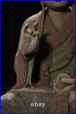 Chinese Antique Old Wood Carving Kwan-yin Statue Painted Sculpture Buddha Statue Chinese Antique Old Wood Carving Kwan-yin Statue Painted Sculpture Buddha Statue