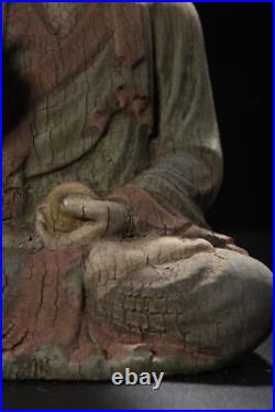 Chinese Antique Old Wood Carving Kwan-yin Statue Painted Sculpture Buddha Statue Chinese Antique Old Wood Carving Kwan-yin Statue Painted Sculpture Buddha Statue