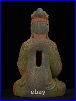Chinese Antique Old Wood Carving Kwan-yin Statue Painted Sculpture Buddha Statue Chinese Antique Old Wood Carving Kwan-yin Statue Painted Sculpture Buddha Statue
