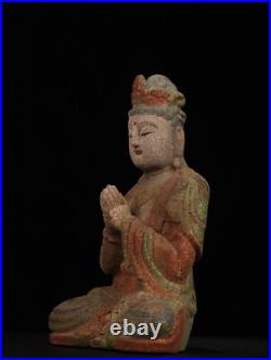 Chinese Antique Old Wood Carving Kwan-yin Statue Painted Sculpture Buddha Statue Chinese Antique Old Wood Carving Kwan-yin Statue Painted Sculpture Buddha Statue