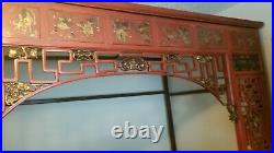 Chinese Canopy Wedding Opium Bed Carved Aprox 96 x 50 x 90