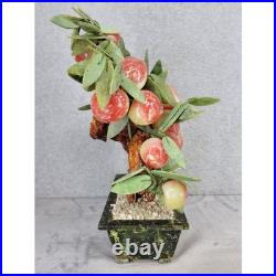 Chinese Carved Gemstone Peach Tree Quartz Jade Like Leaves Bonsai Lucky Tree 15