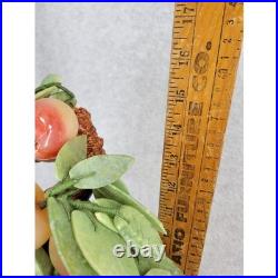 Chinese Carved Gemstone Peach Tree Quartz Jade Like Leaves Bonsai Lucky Tree 15