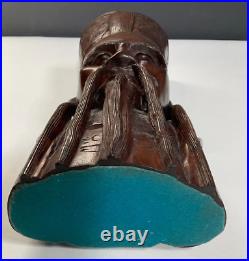 Chinese Kongzi Confucious Head Bust Solid Wood Sculpture Vintage