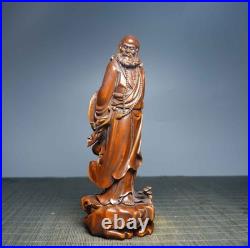 Chinese Natural Boxwood Hand-carved Exquisite Bodhidharma Statue 5805