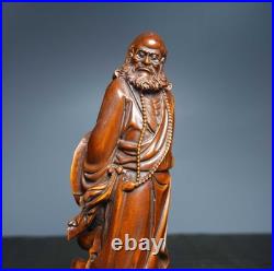 Chinese Natural Boxwood Hand-carved Exquisite Bodhidharma Statue 5805