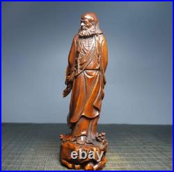 Chinese Natural Boxwood Hand-carved Exquisite Bodhidharma Statue 5805