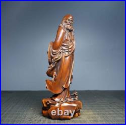 Chinese Natural Boxwood Hand-carved Exquisite Bodhidharma Statue 5805