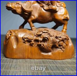 Chinese Natural Boxwood Hand-carved Exquisite Laozi Leaving the Pass Statue 5806