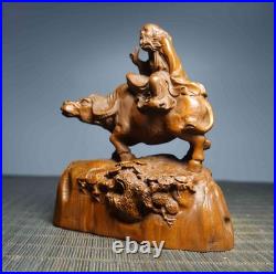 Chinese Natural Boxwood Hand-carved Exquisite Laozi Leaving the Pass Statue 5806 Chinese Natural Boxwood Hand-carved Exquisite Laozi Leaving the Pass Statue 5806