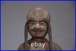 Chinese Old Wood Carved Painted Exquisite Long Eyebrow Arhat Statue 7989