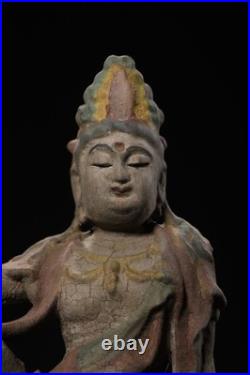 Chinese Old Wood Carved Painted Exquisite Relaxed Pose Avalokitesvara Statue7991