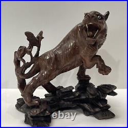 Chinese Wood Carving Sculpture Scholar Art Scholar Statue Tiger 1940's Older