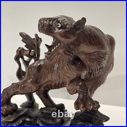 Chinese Wood Carving Sculpture Scholar Art Scholar Statue Tiger 1940's Older