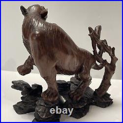 Chinese Wood Carving Sculpture Scholar Art Scholar Statue Tiger 1940's Older