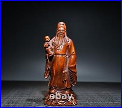 Chinese immortals Boxwood Carving Exquisite Figure Statue Home Decor Wooden Art