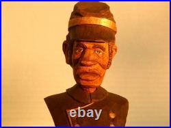 Claude Bolton Buffalo Soldier Union Cavalry Cowboy Wood Carving, Original 1984