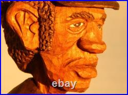 Claude Bolton Buffalo Soldier Union Cavalry Cowboy Wood Carving, Original 1984