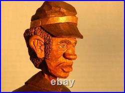 Claude Bolton Buffalo Soldier Union Cavalry Cowboy Wood Carving, Original 1984