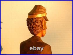 Claude Bolton Buffalo Soldier Union Cavalry Cowboy Wood Carving, Original 1984