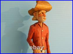 Claude Bolton Cowboy Wood Carving, Original Caricature, 12.5 in. 1983, Rare Claude Bolton Cowboy Wood Carving, Original Caricature, 12.5 in. 1983, Rare