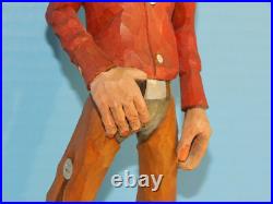 Claude Bolton Cowboy Wood Carving, Original Caricature, 12.5 in. 1983, Rare Claude Bolton Cowboy Wood Carving, Original Caricature, 12.5 in. 1983, Rare