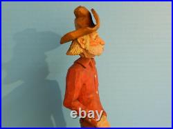Claude Bolton Cowboy Wood Carving, Original Caricature, 12.5 in. 1983, Rare Claude Bolton Cowboy Wood Carving, Original Caricature, 12.5 in. 1983, Rare