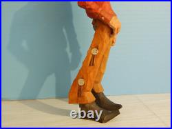 Claude Bolton Cowboy Wood Carving, Original Caricature, 12.5 in. 1983, Rare Claude Bolton Cowboy Wood Carving, Original Caricature, 12.5 in. 1983, Rare