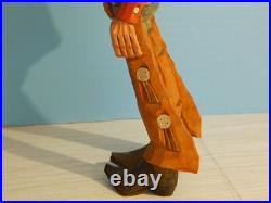 Claude Bolton Cowboy Wood Carving, Original Caricature, 12.5 in. 1983, Rare Claude Bolton Cowboy Wood Carving, Original Caricature, 12.5 in. 1983, Rare
