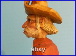 Claude Bolton Cowboy Wood Carving, Original Caricature, 12.5 in. 1983, Rare Claude Bolton Cowboy Wood Carving, Original Caricature, 12.5 in. 1983, Rare