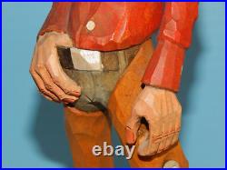 Claude Bolton Cowboy Wood Carving, Original Caricature, 12.5 in. 1983, Rare Claude Bolton Cowboy Wood Carving, Original Caricature, 12.5 in. 1983, Rare