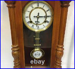 Clock Chime Wall Hanging Wood Ornate Carving Wind Up 30 Long Wooden Strike