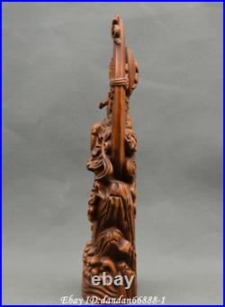 Collect Chinese boxwood Hand carved beautiful woman goddess of the moon statue