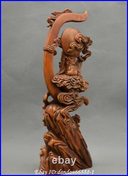 Collect Chinese boxwood Hand carved beautiful woman goddess of the moon statue
