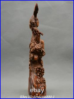 Collect Chinese boxwood Hand carved beautiful woman goddess of the moon statue