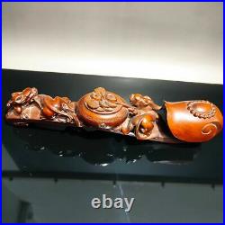 Collect carved wooden home decor dragon wood carving sculpture room statue ruyi
