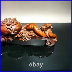 Collect carved wooden home decor dragon wood carving sculpture room statue ruyi