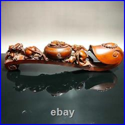 Collect carved wooden home decor dragon wood carving sculpture room statue ruyi