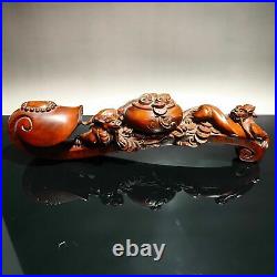 Collect carved wooden home decor dragon wood carving sculpture room statue ruyi