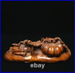 Collect wooden carved pumpkin statues Natural Boxwood sculpture Exquisite decor