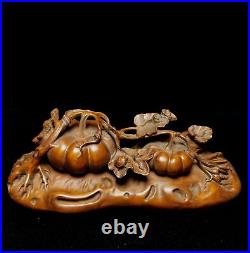 Collect wooden carved pumpkin statues Natural Boxwood sculpture Exquisite decor