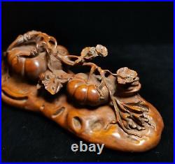 Collect wooden carved pumpkin statues Natural Boxwood sculpture Exquisite decor