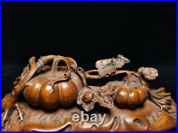 Collect wooden carved pumpkin statues Natural Boxwood sculpture Exquisite decor