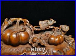 Collect wooden carved pumpkin statues Natural Boxwood sculpture Exquisite decor