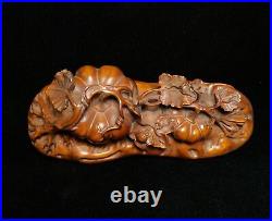 Collect wooden carved pumpkin statues Natural Boxwood sculpture Exquisite decor